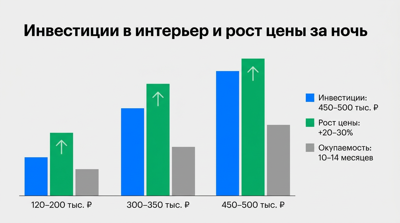 Инвестиции в интерьер и рост цены за ночь
